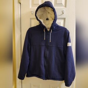 Joules Navy Hooded Jacket with Faux Fur Lining